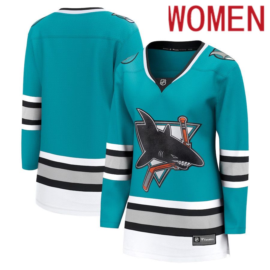 Women San Jose Sharks Fanatics Branded Teal 30th Anniversary Premier Breakaway Team NHL Jersey